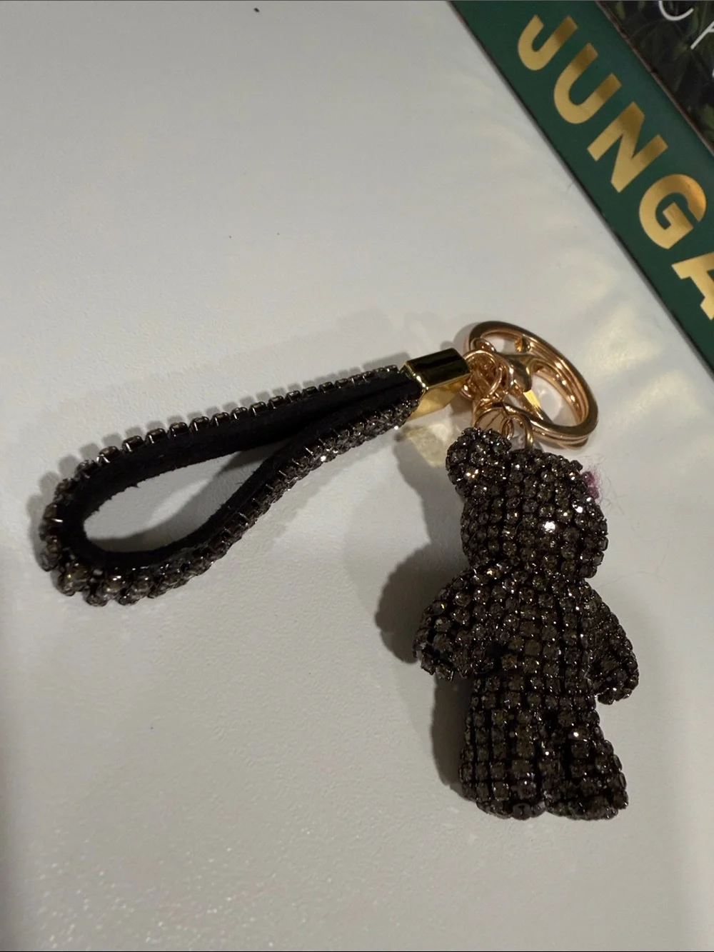 Crystal Teddy Bear Keychain with Rhinestone Strap